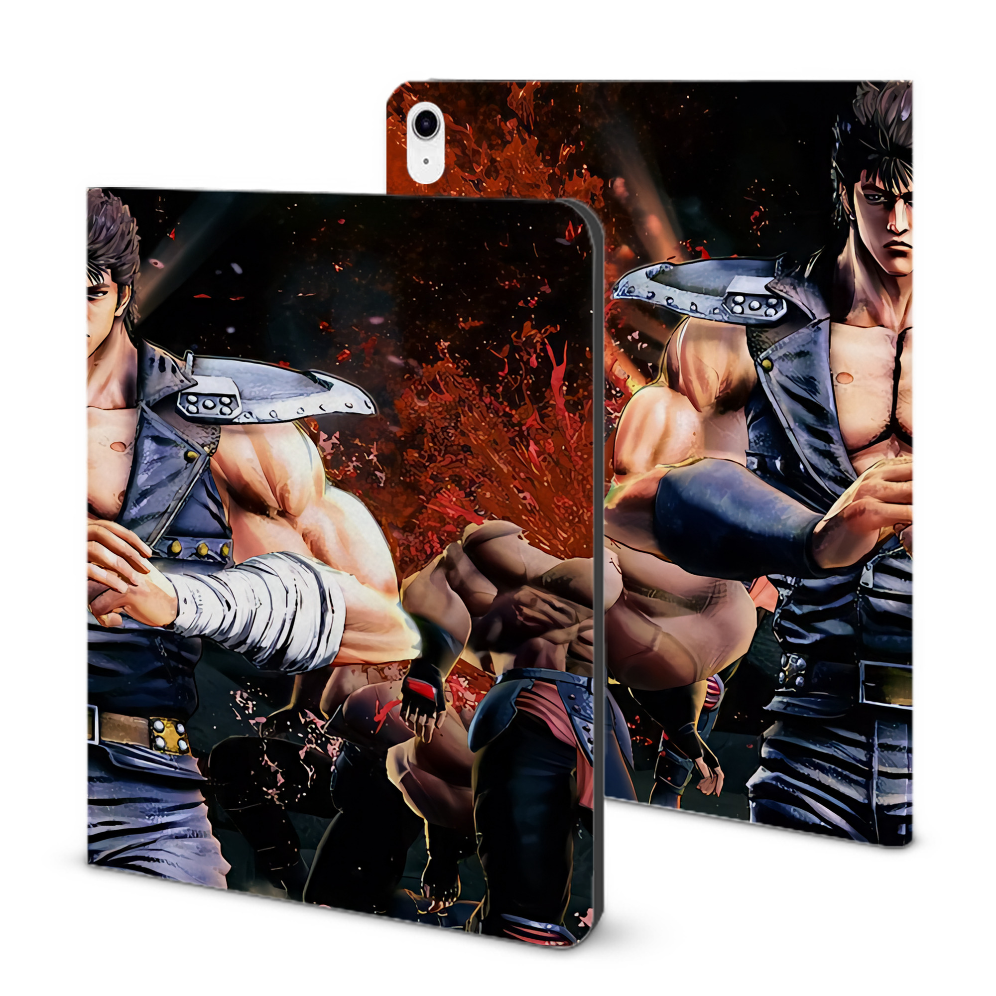 （画像用） 北斗の拳 Fist of the North Star IPad ケース ブック型 PUレザー TPU 耐衝撃 軽量 薄型 ペン収納なし 全面保護 IPad 各モデル対応